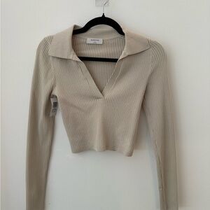 ARITZIA Babaton Ribbed Cream Crop Top